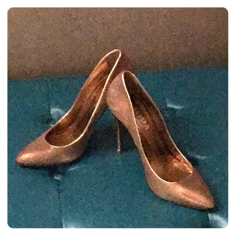 Gold Leather high heels